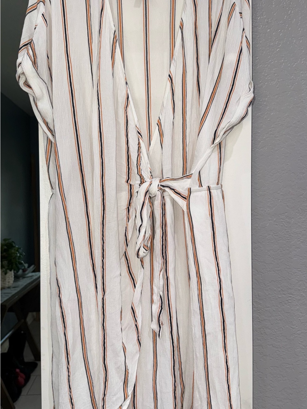 Jessica Simpson Cream Swim Coverup with Tan and Black Stripes